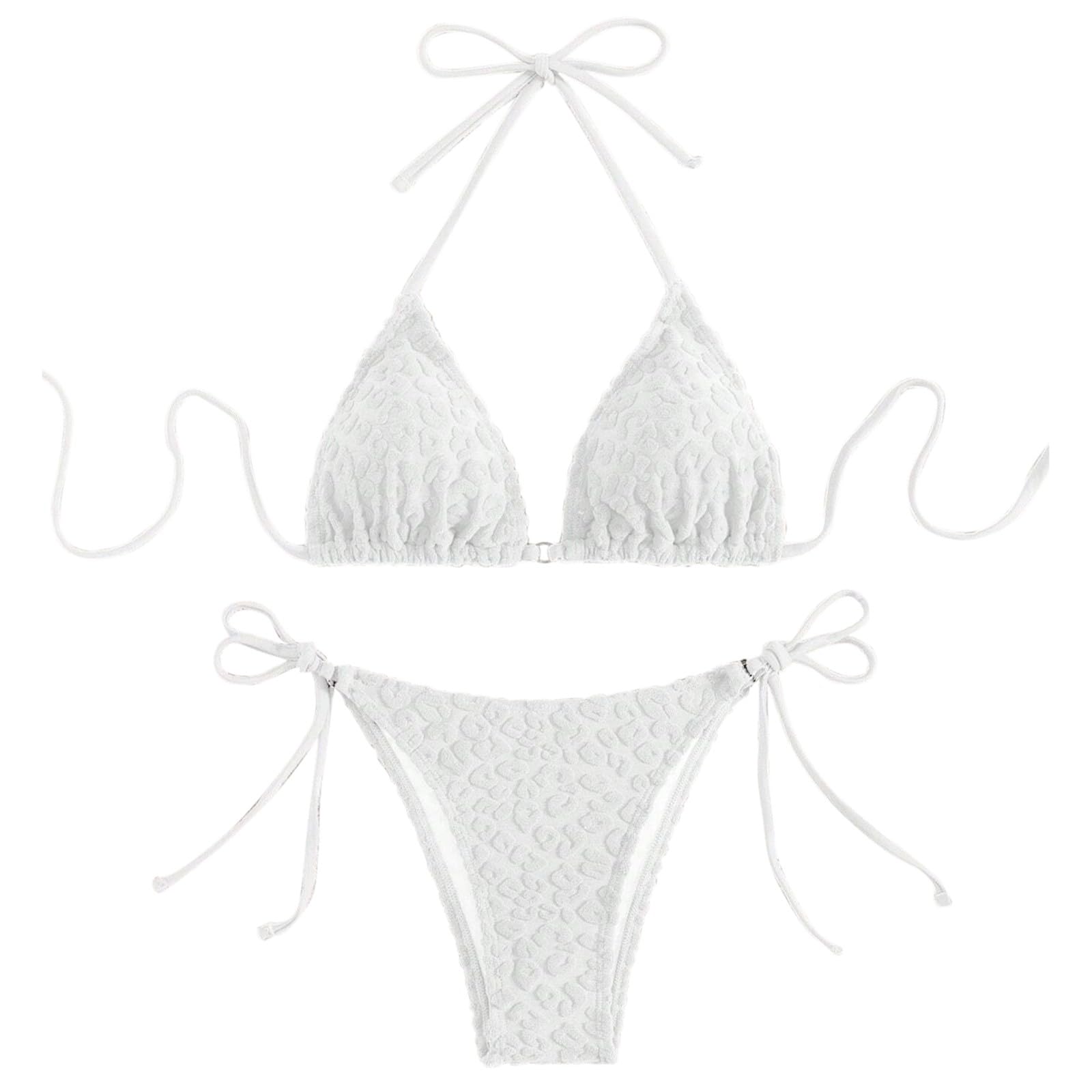 Ensemble Bikini pour Femme, Haut de Bikini Gros Seins, Bikini brésilien Triangle, Maillot de Bain élégant, Maillot de Bain Deux pièces, String Taille Basse, Triangle Dos Cou