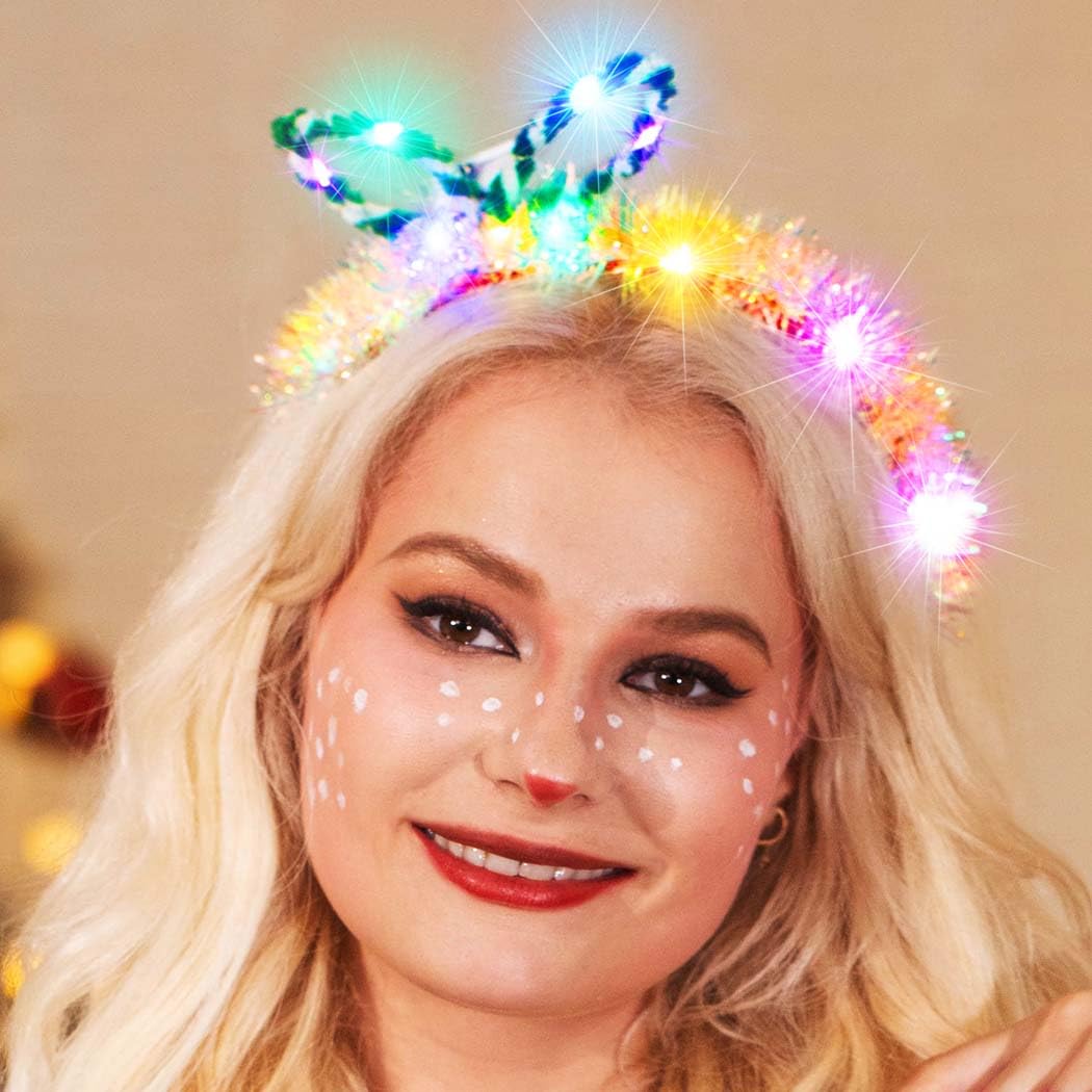 Reaky Light Up Christmas Headband Led Red Bow Hairband Xmas Headbands Christmas Hair Accessories for Women - Image 2