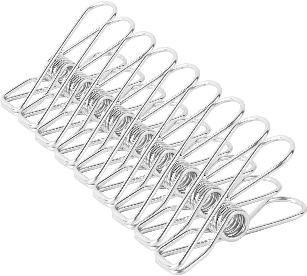 NORTHERN BROTHERS Clothes pins 40 Pack,2 Inch Multi-Purpose Stainless Steel Wire,Cord Clothes Pins Utility Clips,Hooks for Home/Office