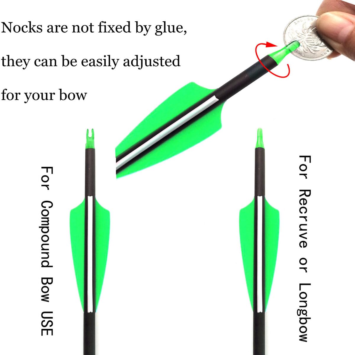 Futaba Archery Arrows for Recurve Bow Target Practice - Pack of 6- Green - 29 Inches 2