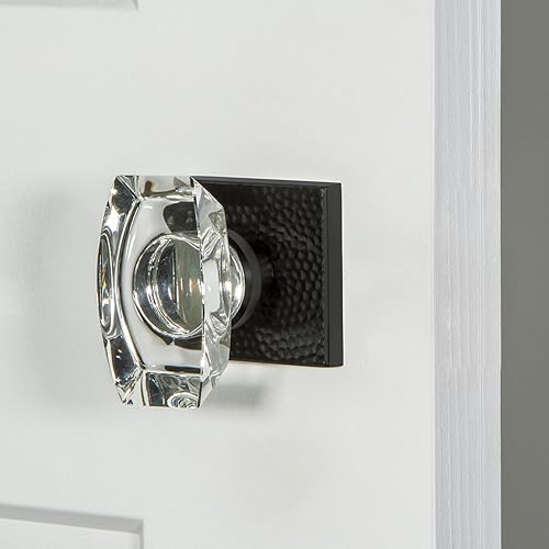 Miniatura 2 de Viaggio Quadrato - Roseta martillada con pomo de cristal Stella en negro satinado