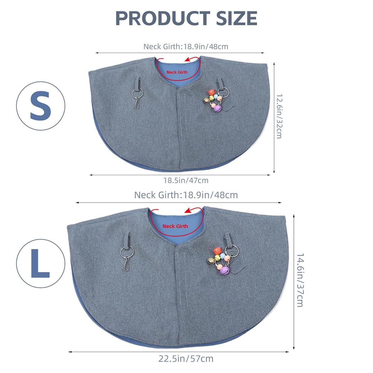 MANON ROSA Bird Anti-Scratch Shoulder Protector, Parrot Shoulder Diaper Poop Cover Pad, Anti-bite Anklet Bird Diaper Shawl Cape for Parakeets Cockatiels Macaws Lovebirds Finches (S)