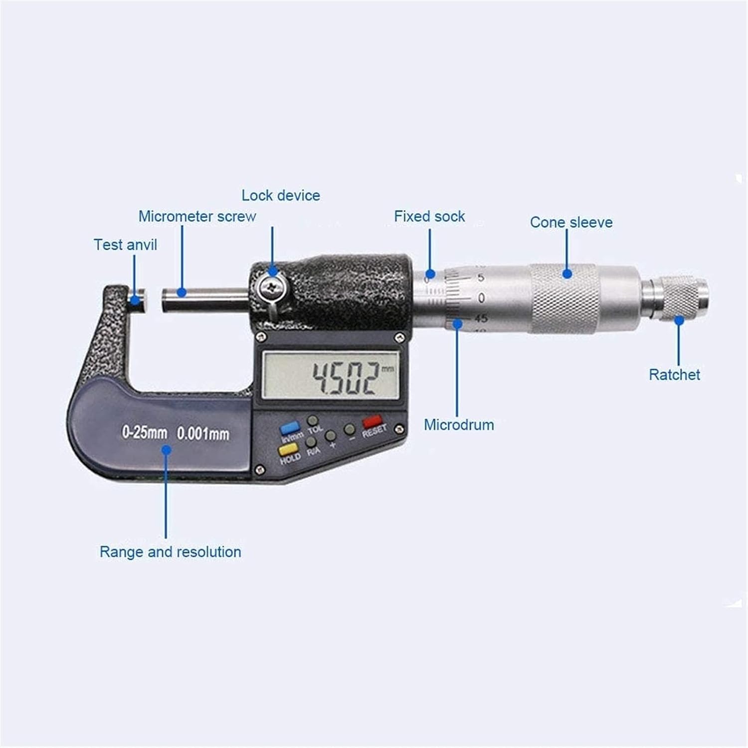 Cyfrowe Narzędzie Do Pomiaru Mikrometru 0-25 Mm Elektroniczny Mikrometr Cyfrowy 0,001 Mm Miernik Grubości I Zestaw Kluczy Do Pomiaru Grubości