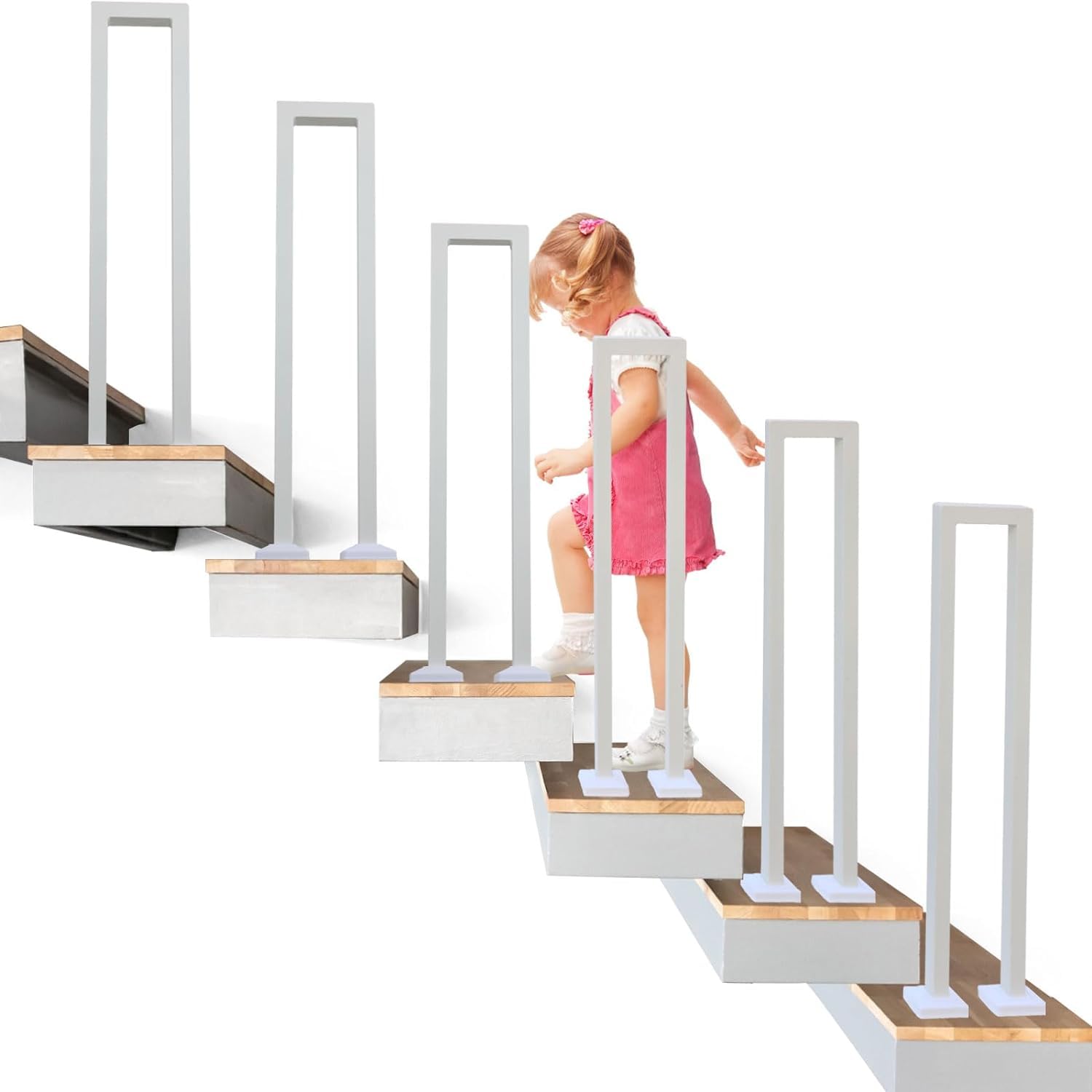 Yczhd White U-Shaped Wrought Iron Stair Railing,Fence Indoor And Outdoor Bar Non-Slip Hand Rail,Home Loft Villa Corridor Support Rod,For The Elderly Children,Easy Installation(Size:95cm/37.4In,Color:white)