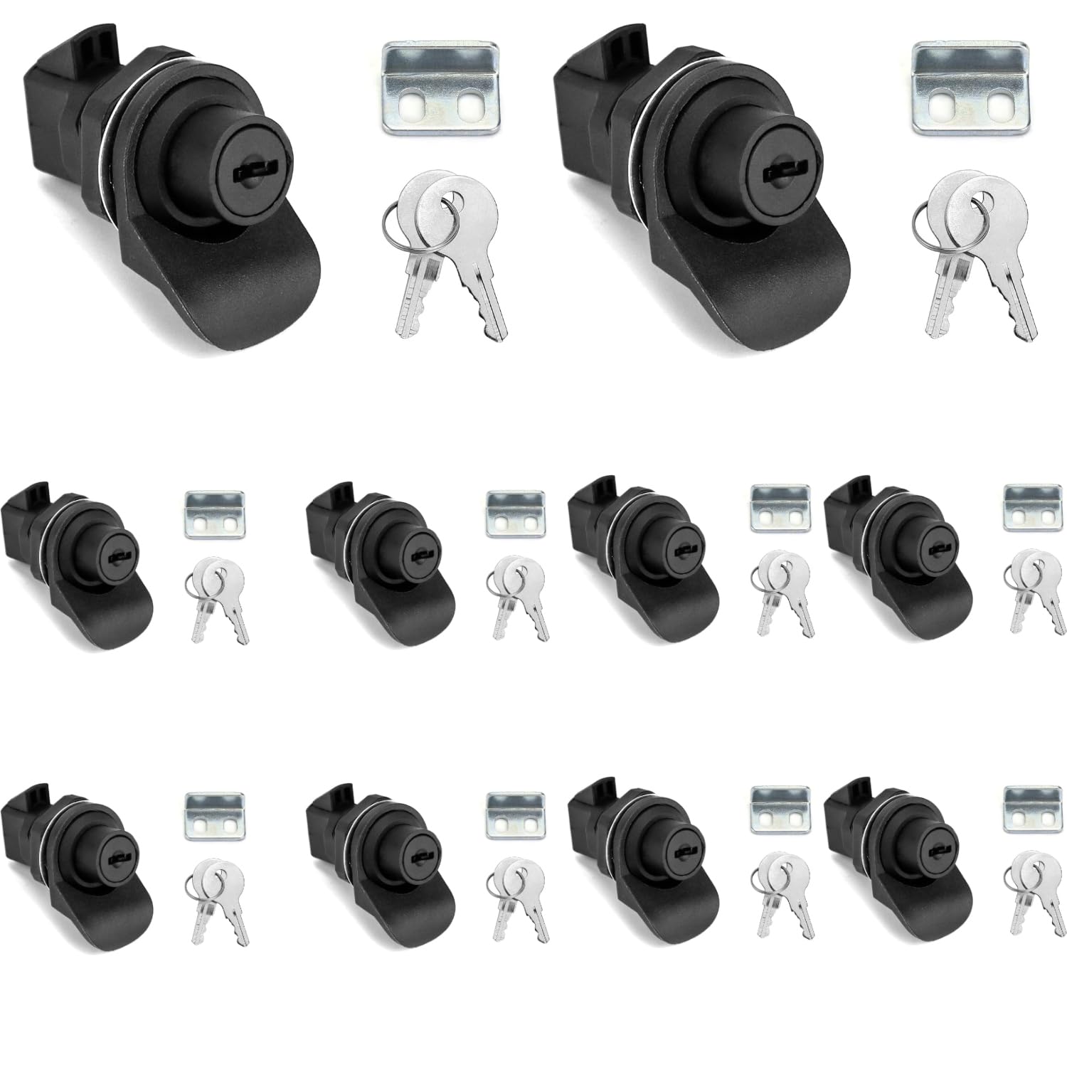 TANFEI Push Button Lock, Push Open Latch for Marine Boat Toolbox,Camper Glovebox,RV Glove Box (with Key, 10 pack), Black