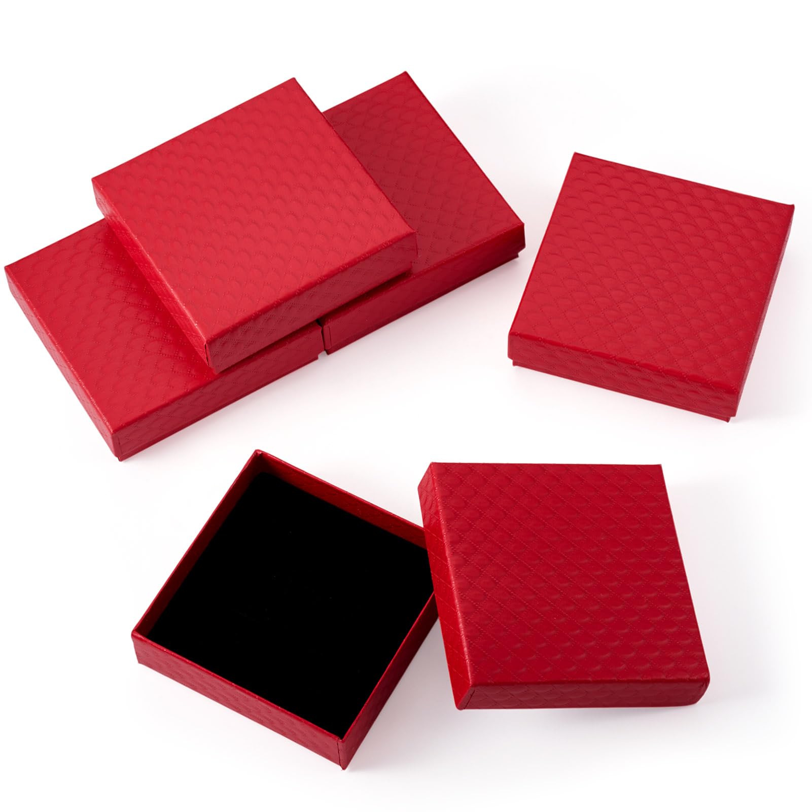 Cheriswelry 5Pcs Red Square Cardboard Packaging Boxes Small Jewelry Packing Boxes for Necklaces Bracelets Packaging Birthday Presents Party Favor