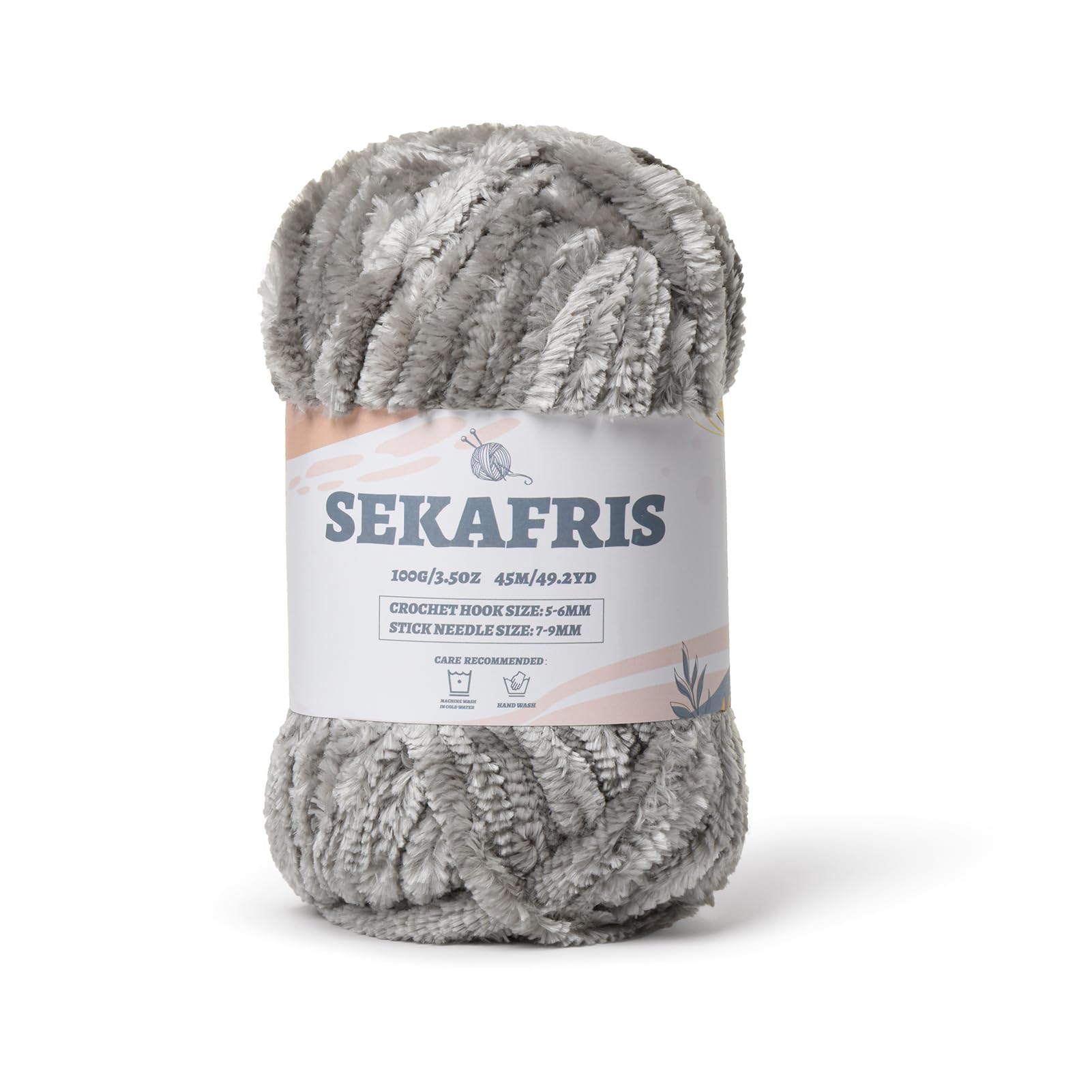 Chenille Velvet Soft Yarn Silver Gray 1 Pack