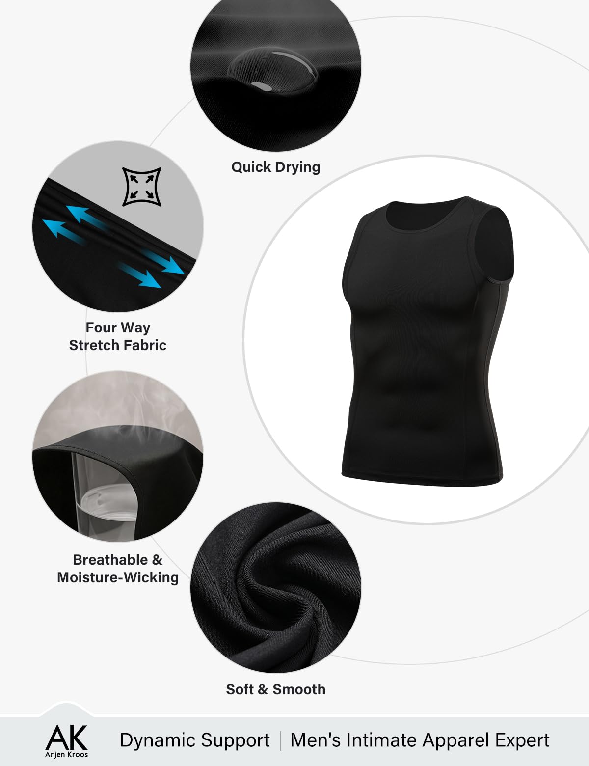 Arjen Kroos Canotte Compressione da Uomo, Canotta Contenitiva Snellente Maglia Modellante Dimagrante Shapewear Intimo Senza Maniche per Bodybuilding Palestra