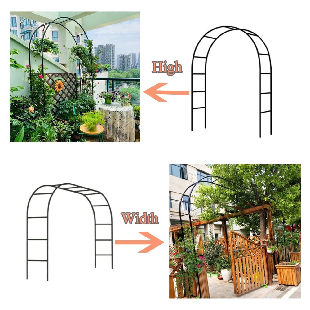 Gartenbogen aus Metall, 180 cm breit, perfekt für Kletterpflanzen, Spalier, ideal für Outdoor-Dekoration und Gartenunterstützung, verbessern Sie Ihre Gartenästhetik