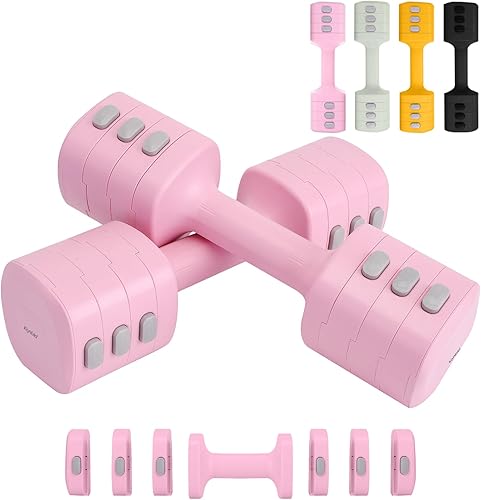 Miniatura 12 de Juego de mancuernas ajustables de 2, juego de 4 en 1 de pesas libres para mujeres con ajuste rápido, cada juego de pesas de mano de 2 libras 3