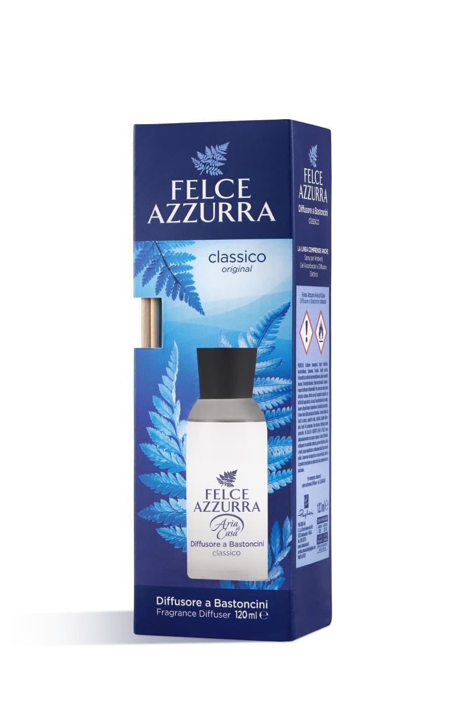 Felce Azzurra Diffusore Ambiente a Bastoncini, Fragranza Classico Original, Formato 120 ml (12 Unità) + Ricambio 10 Bastoncini Per Diffusori Neri