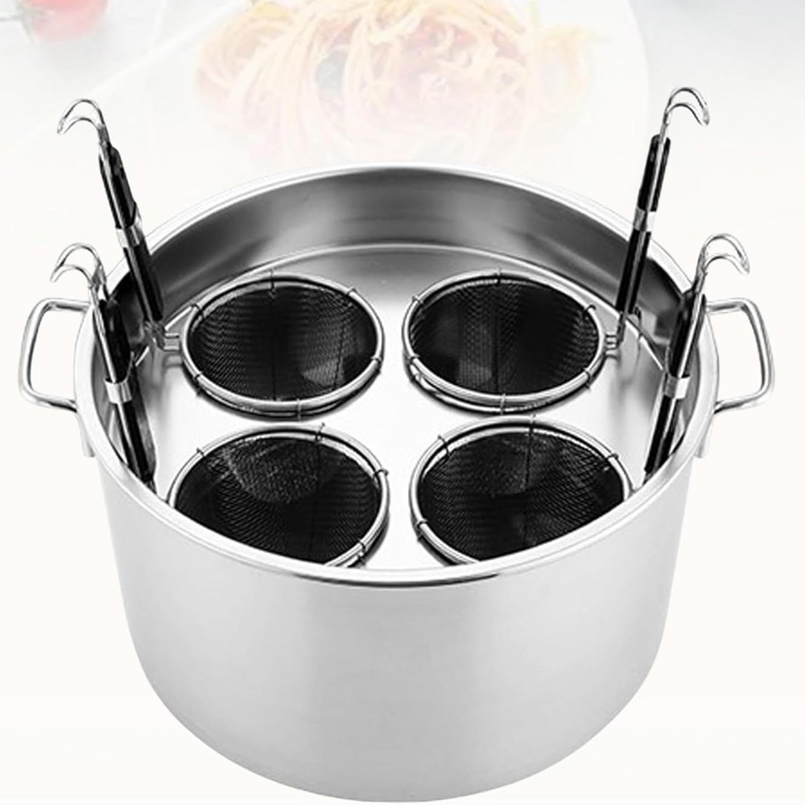Cuiseur à pâtes en acier inoxydable avec plusieurs paniers filtrants et séparateur pour une cuisson efficace des nouilles dans la maison et les cuisines de restaurant