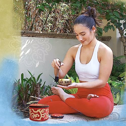 Tibetan-Singing-Bowl-Set-Easy-to-Play-Dual-End-Striker-Creates-Beautiful-Sound-for-Holistic-Healing-Stress-Relief-Meditation-Relaxation-Antique-Light-Brown-Bowl-with-bag-Yoga-singing-bowl
