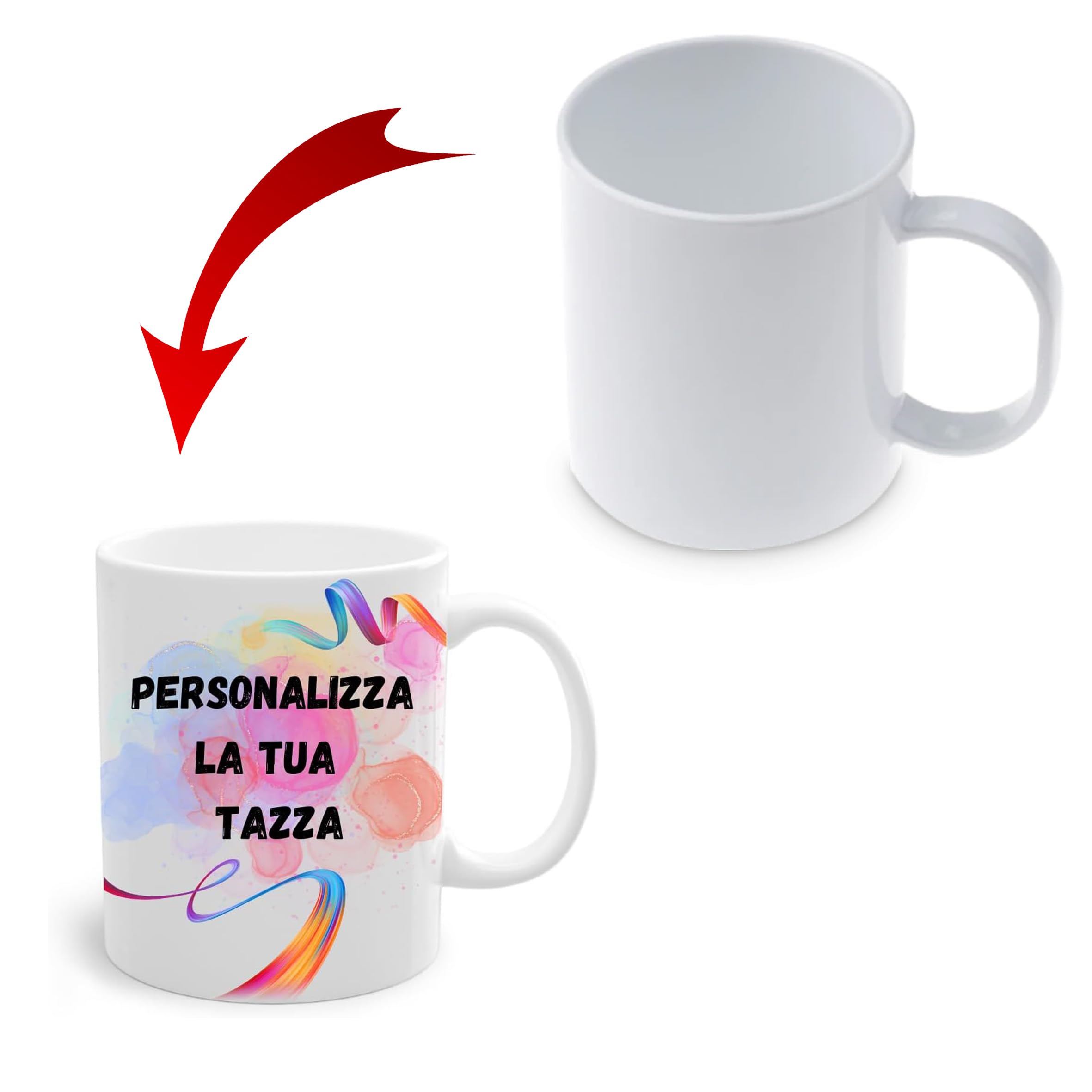 Set da 12 Tazze Bianche in Polimero per Sublimazione | 325 ml | da Personalizzare per Feste e Regali | per Caffè, Tè, Tisana, Colazione