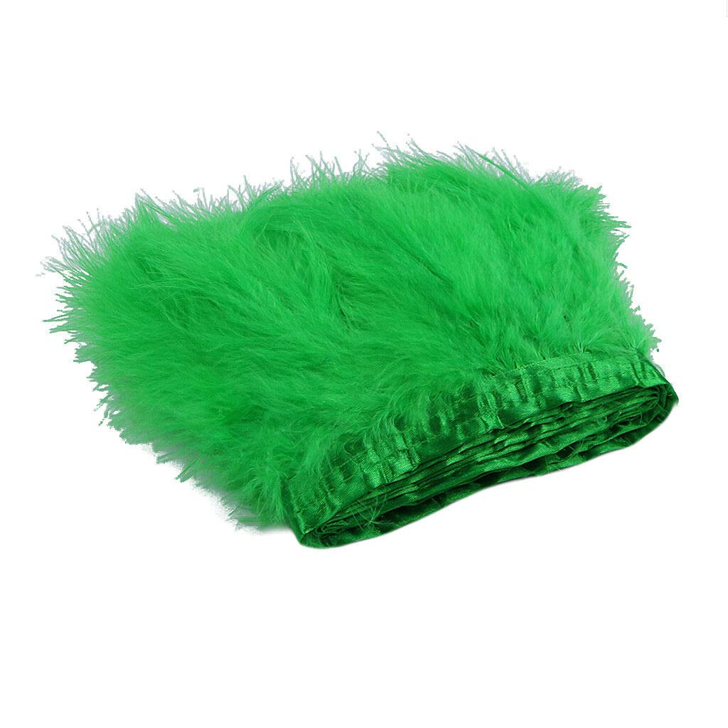 KOMIRO 2Yards Fluffy Turkey Feather Fringe by MNJ-Trimmings (Green)