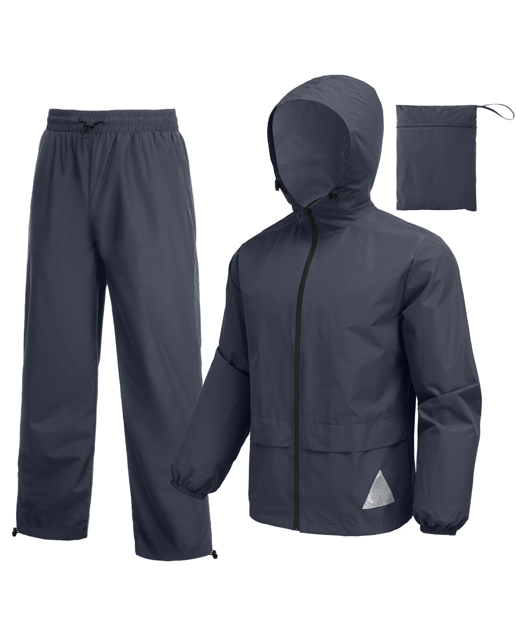 COOFANDY Men's Rain Suit 2 Piece Waterproof Breathable Rain Gear Lightweight Rain Jacket Pants Rainwear Suit