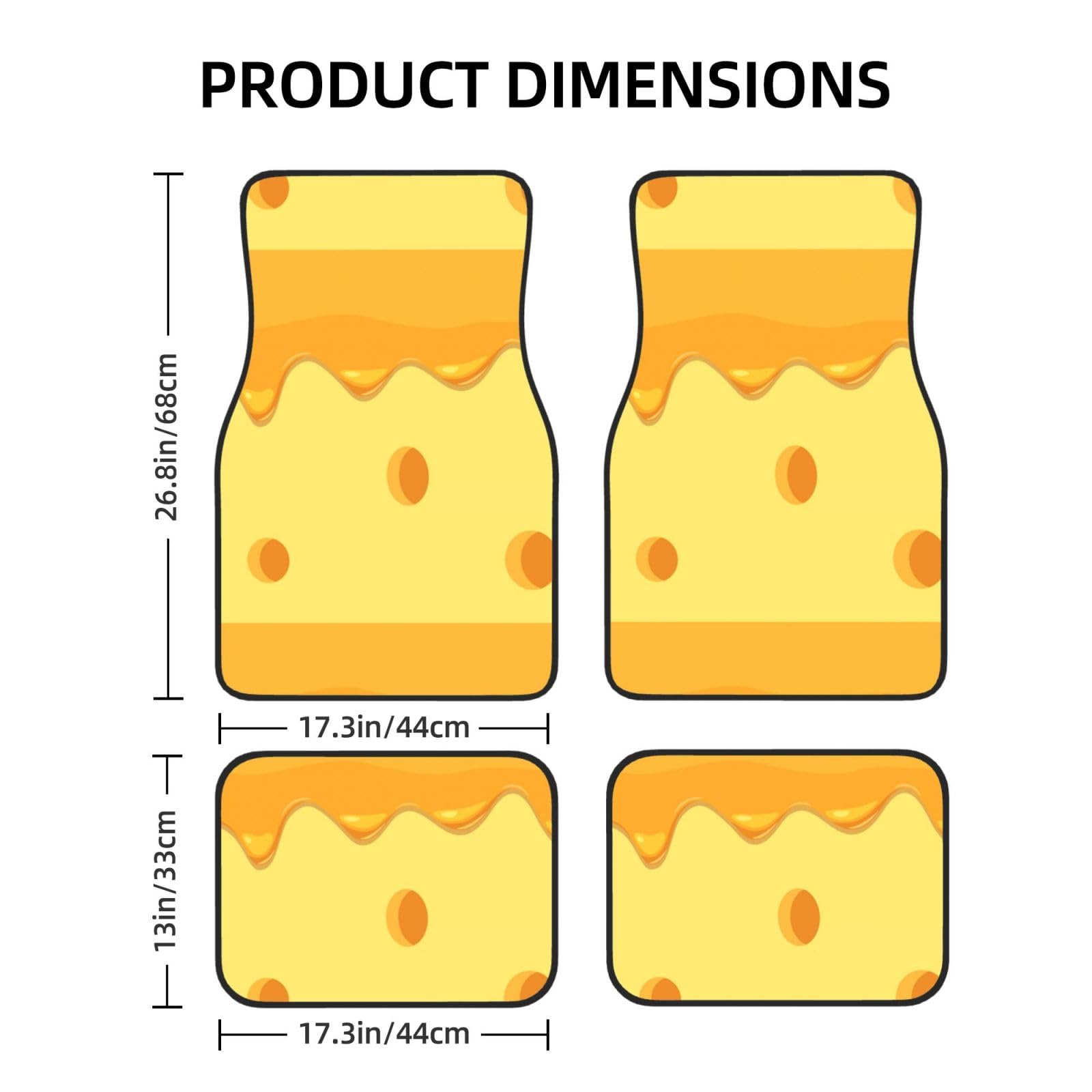 Pasta Formaggio Modello Alimentare, Set di 4 tappetini per auto, tappetini in neoprene antiscivolo per auto, accessori per auto