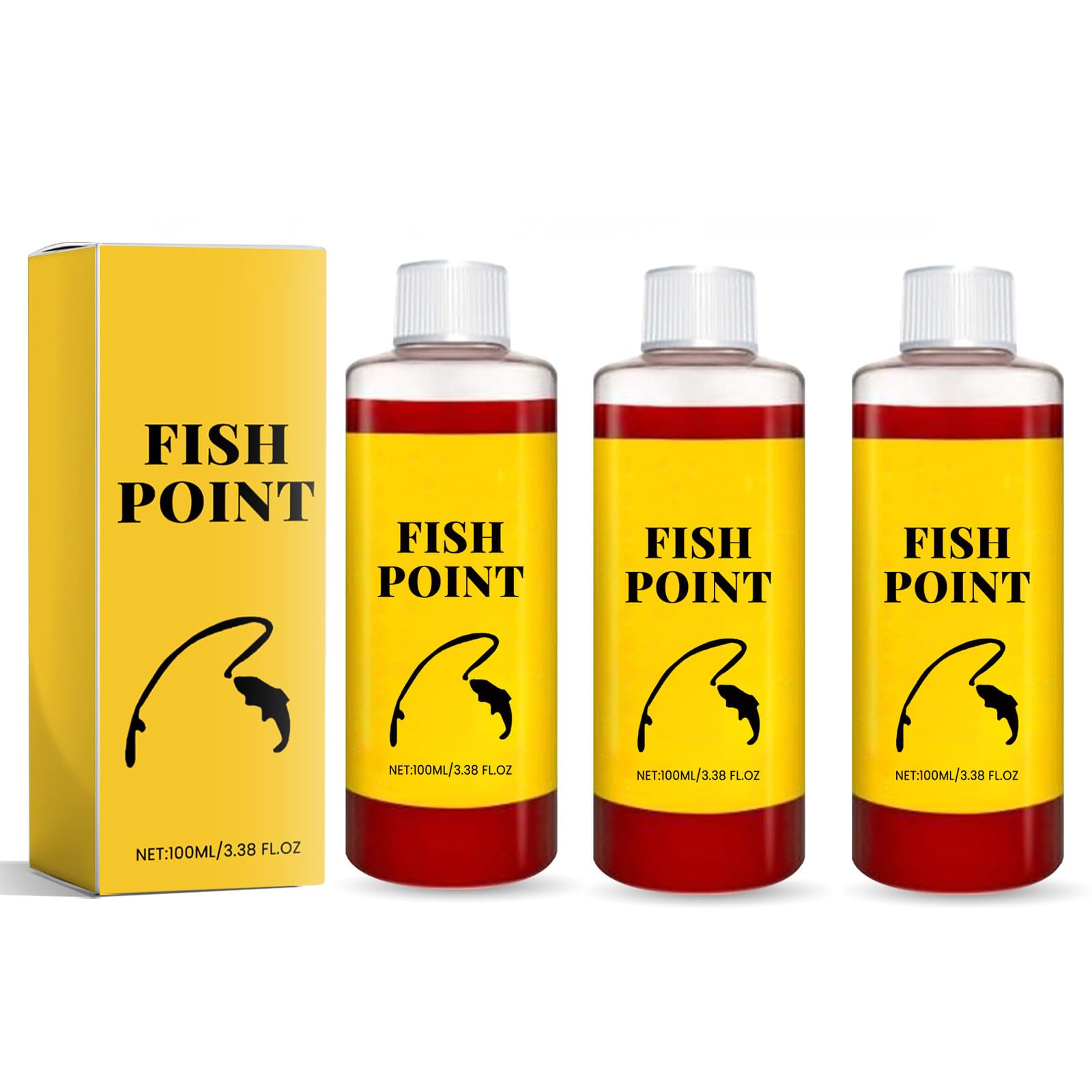 Concentrated Fish Attractant Liquid - Red Worm Liquid Spray, Fishing Bait Scent Enhancer for Freshwater, Improves Biteresponse, Fast-Acting Lure Attractant for Lakes, Rivers (3pcs)