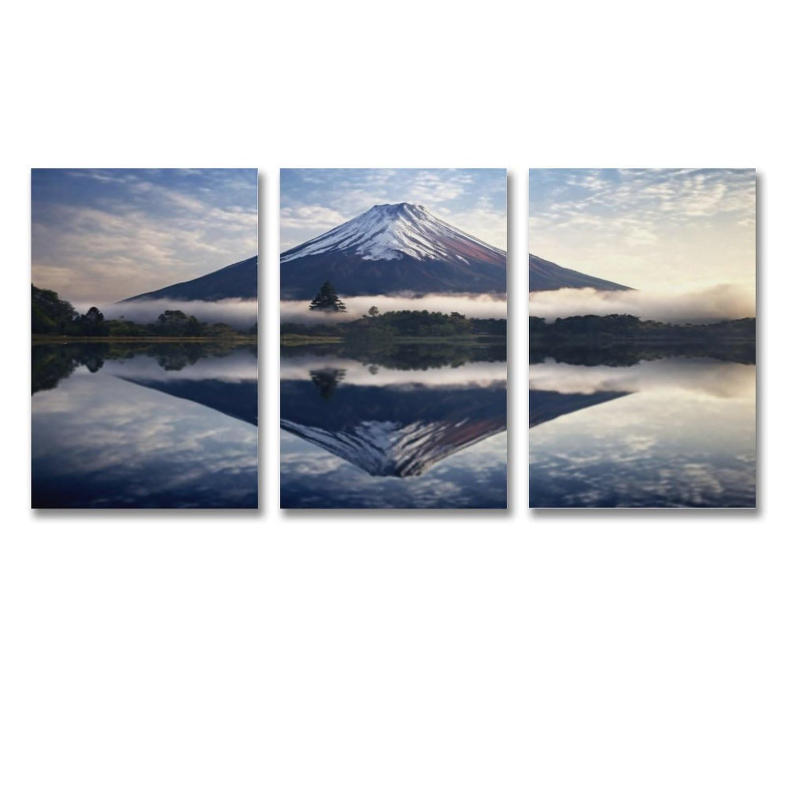 Amazon.co.jp: 3枚 水面に映る富士山 絵画 インテリア ポスター 美しい 