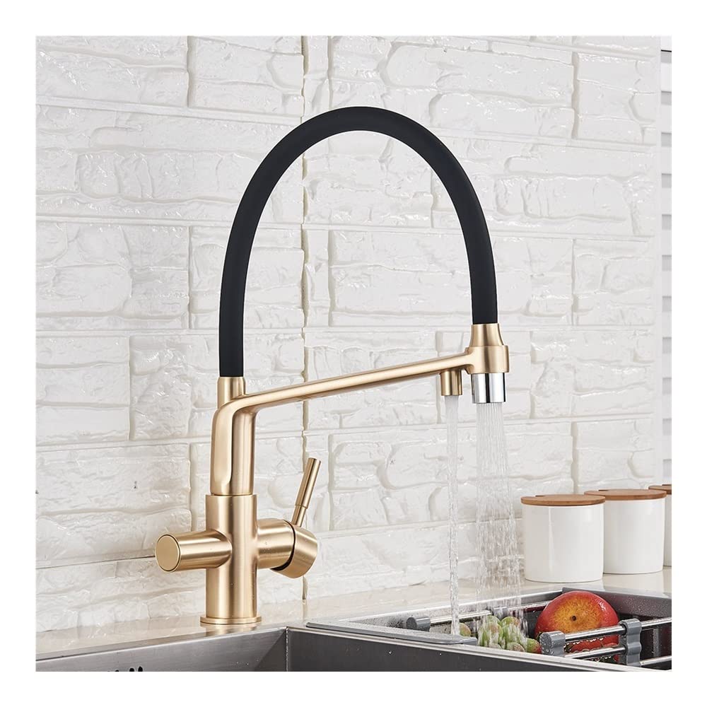 Robinet de cuisine double bec à rotation 360° et mitigeur avec filtre intégré