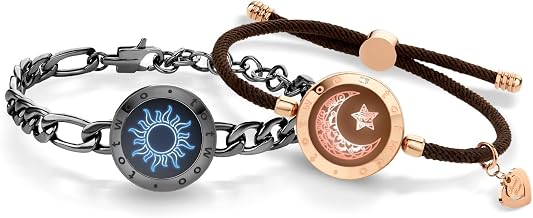 TOTWOO Smart Touch Bracelet Set: Sun and Moon Couple Jewelry with Light and Touch Vibration, Gift for Distance Relations, Bluetooth Connection 1:1 via App