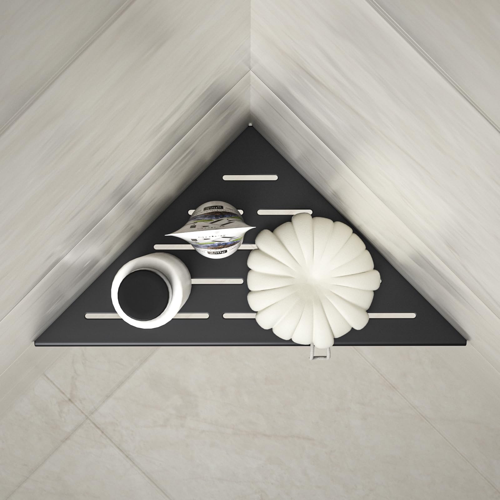 Duschkabinen-Eckablage, 304 Edelstahl Duschablage, Schwarz,2 Stück | eingelassenes Eckregal Badezimmer-Duschregal für geflieste Wand,Duschablage ecke zum einfliesen kein Bohren,254mm