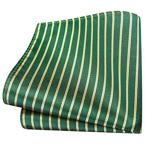 Image of GUSLESON 3.15 inch(8cm) Mens Stripe Tie and Lapel Pin Necktie Hankerchief Cufflinks Set for Men