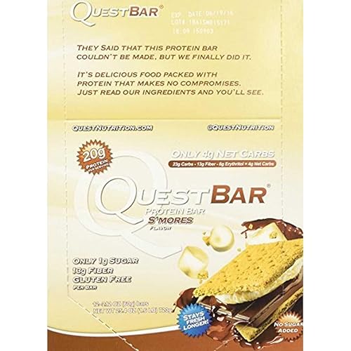 Quest Smores Protein Bar, 2.12 onzas - 12 por caja.12