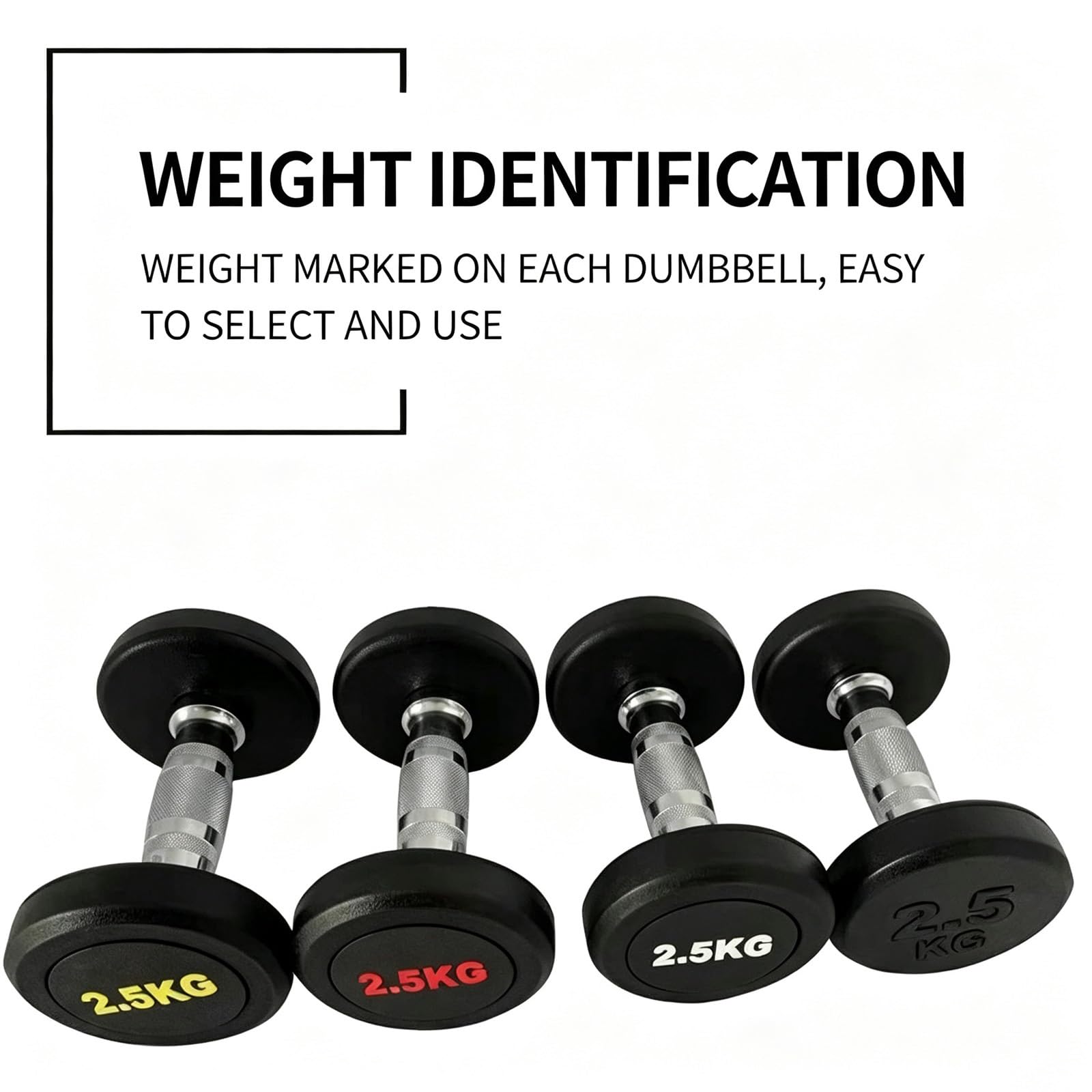 Rundkopf-Gummihantel, Handgewicht aus Massivem Stahl | Gerändelter Stahlgriff for Ganzkörpertraining, alle Leistungsniveaus for Männer und Frauen(7.5kg/16.5lb)