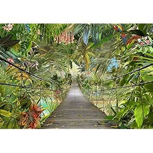 Komar Fotobehang 3D-8-977, Jungle-Bridge behang, regenwoud wanddecoratie, jungle, tropic rainforest brug, groen, 368 x…