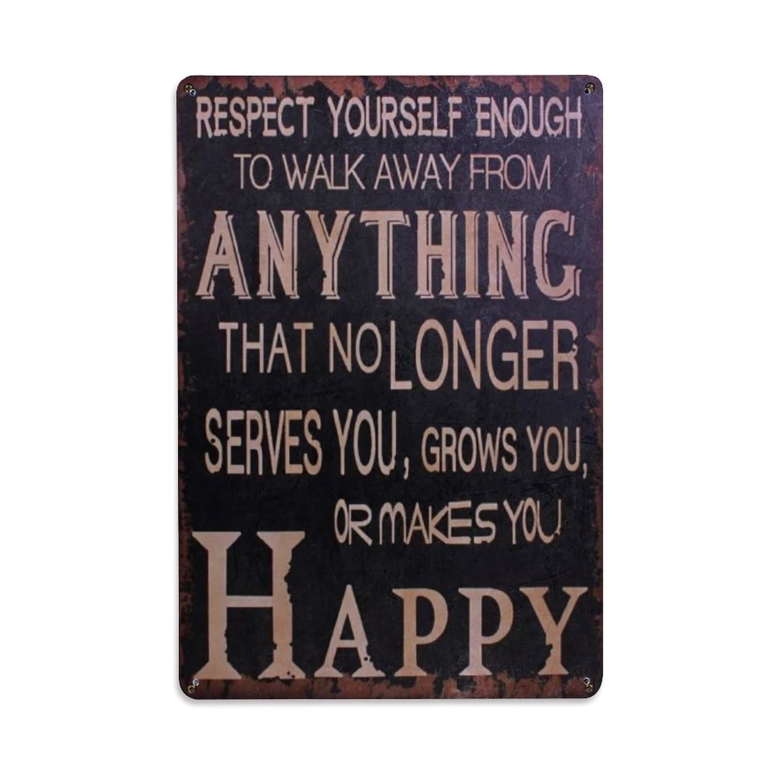 Jdfenggu Vintage Respect Yourself Enough To Walk Away From Anything Retro Metal Tin Sign, Decor Art Poster For Bar, Home, Man Cave, Kitchen, Laundry Room Gift 8X12inch