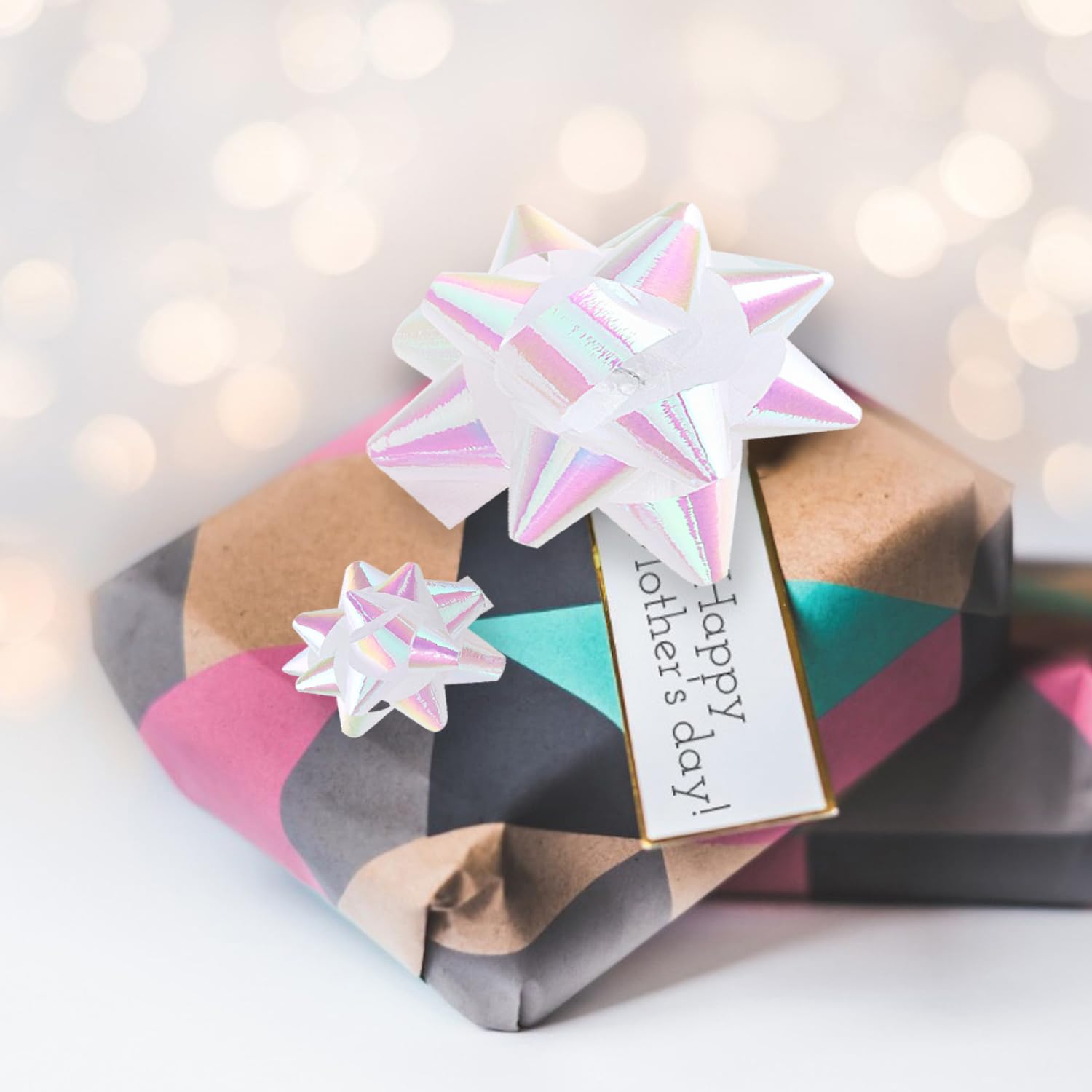 Lazos de Regalo autoadhesivos 120 Piezas 3 cm y 5 cm Blanco/Morado/Rosa/Verde