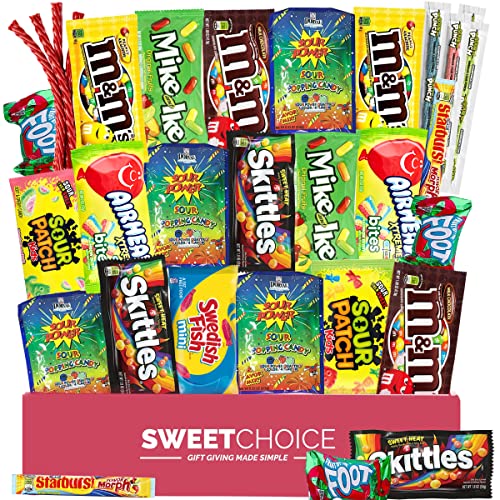 Halloween Candy Gift box Care Package - (40 count) A Sampler of Skittles, Sour Patch Kids, Starburst, , Twizzlers, and More! Great for Movie Night Sleepovers and Goodie Bags!
