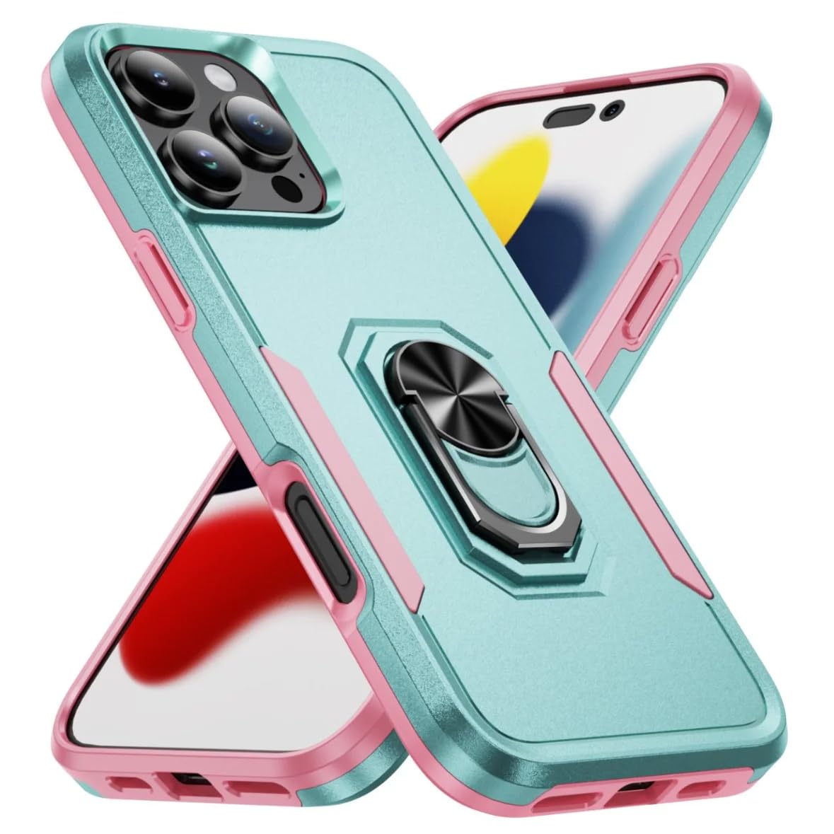 Coque solide iPhone 12 finitions soignées Vert et Rose - 7