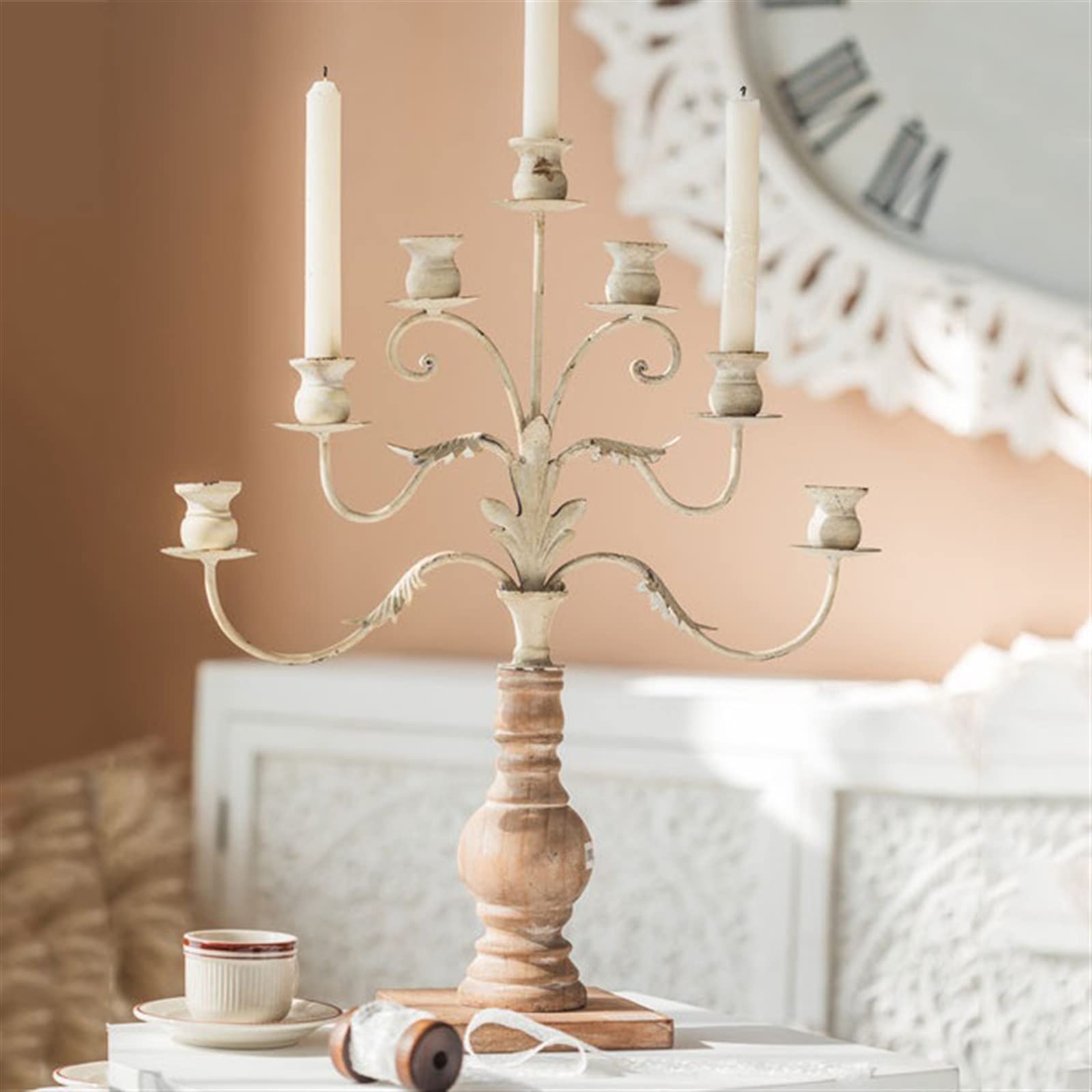 Portavelas Candelero Cena a la luz de Las Velas Candelabro 7 Hoyos Decoración