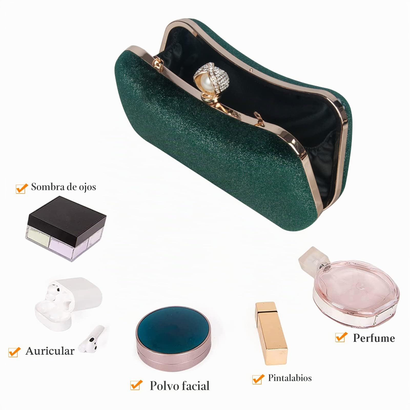 CORIOS Bolso Fiesta para Mujer Brillante Bolso de Noche Bolsa de Cadena Boda Cartera de Mano Bolso de Hombro Elegante Bolso Bandolera para Fiesta de Graduación Banquete Boda Albaricoque