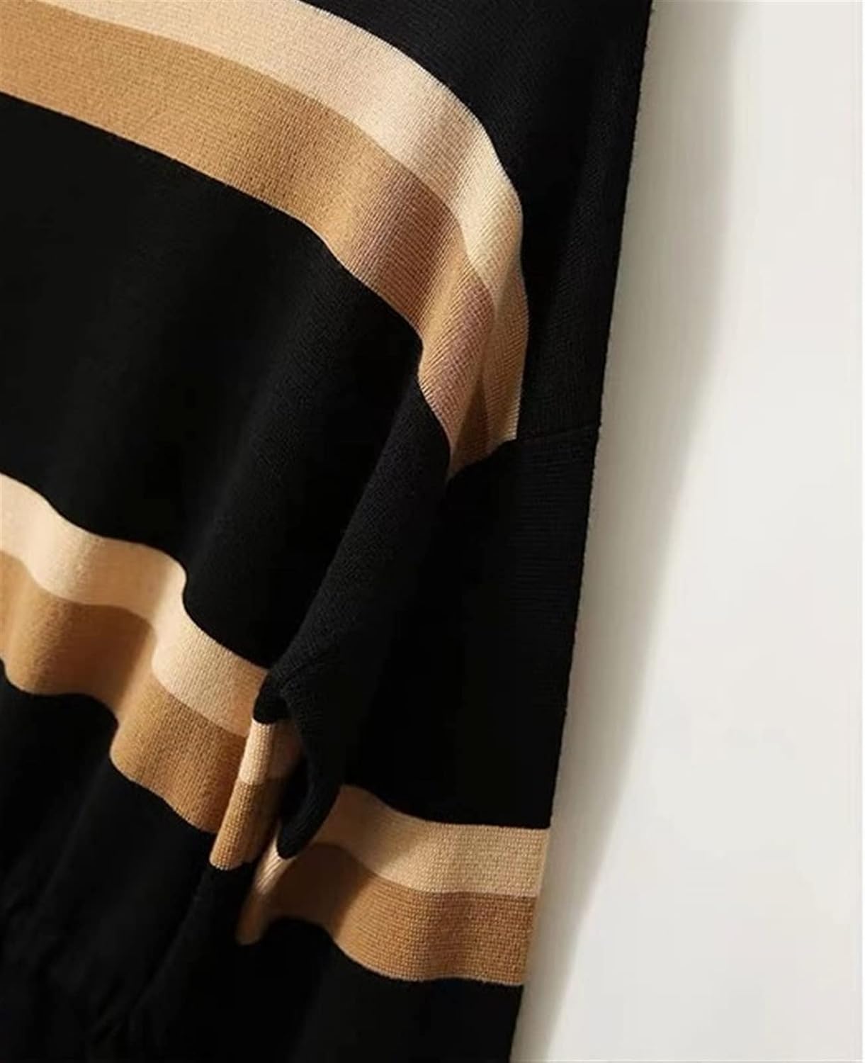 ZOUTYI セーター レディース カラーコントラストタートルネックセーターニットカーディガン長袖トップス服女性 (Color :