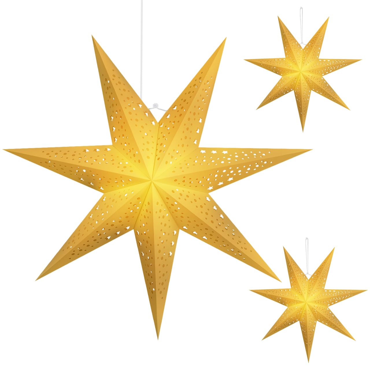 BESPORTBLE 3D Star Lanterns Paper Lantern Stars Hanging Lights White Lartern Christmas Pendant 20in Xmas Large Party Supplies 20inch 3D Light Halloween