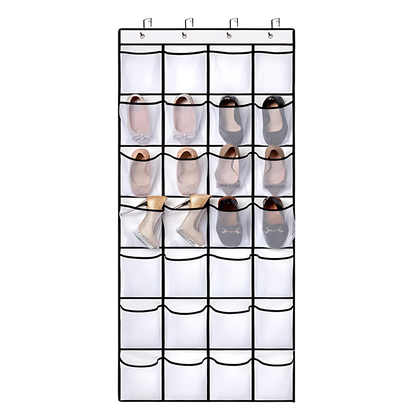 Organizer Scarpe Da Appendere Alla Porta 150x55cm - 24 Tasche Per Scarpe, Accessori, Bianco - Foto 6