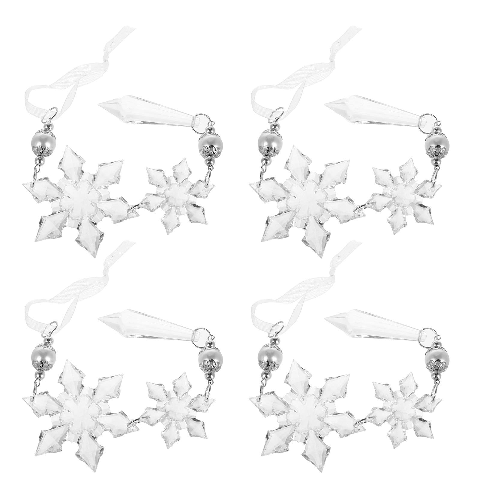 TOYANDONA 20 Stück Durchsichtige Schneeflocken Baumanhänger aus Acryl für | Glitzernder Effekt, Wiederverwendbar und Leicht Aufzuhängen, Passend für Büros und Saisonale Dekoration