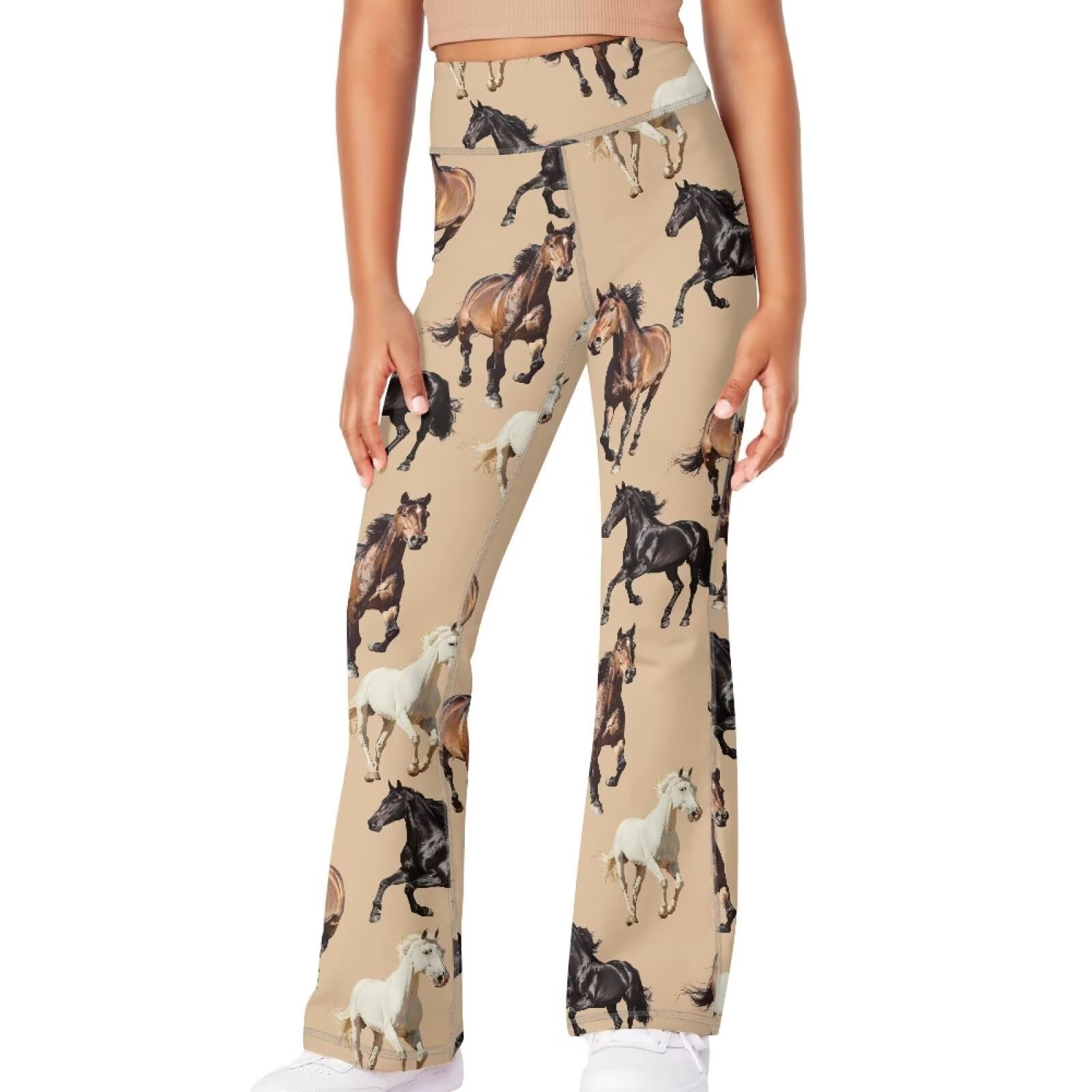 Girls Leggings Floral Print High-Waisted Flared Pants 5-14 Years