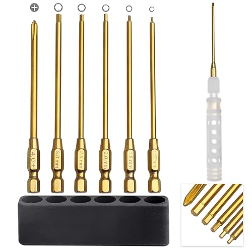 HobbyPark Juego de brocas Allen de cabeza hexagonal de 0.050 in, 0.059 in, 0.079 in, 0.098 in, 0.118 in y broca Phillips para RC Car Hobby,