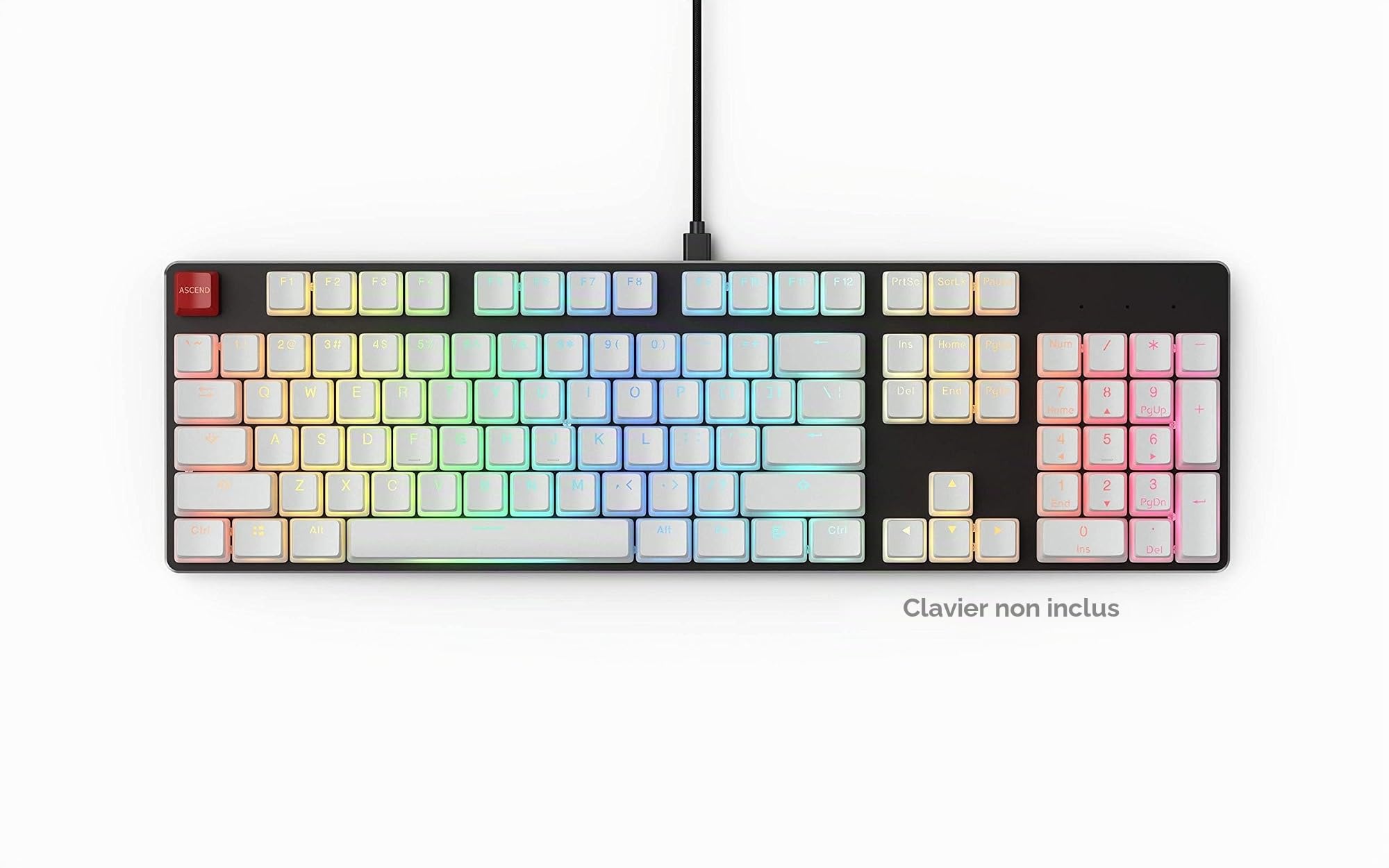 Glorious PC Gaming Race Compatible Aura Keycaps - 105 Keycaps, ANSI, US-Layout, weiß
