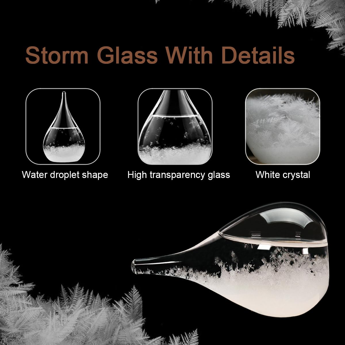 Unique Christmas Gifts, Storm Glass Weather Predictor,Mini Transparent Drop-Shaped Glass Snow Globe,Cool GIFS and Home/Office Desk Decorations