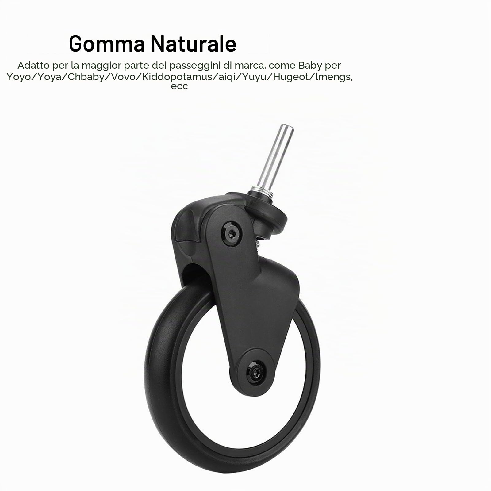 Ruote di ricambio universali per passeggino, diametro 13 cm, in gomma, accessori per passeggini, facili da installare con rotazione a 360 gradi (un paio di ruote anteriori)
