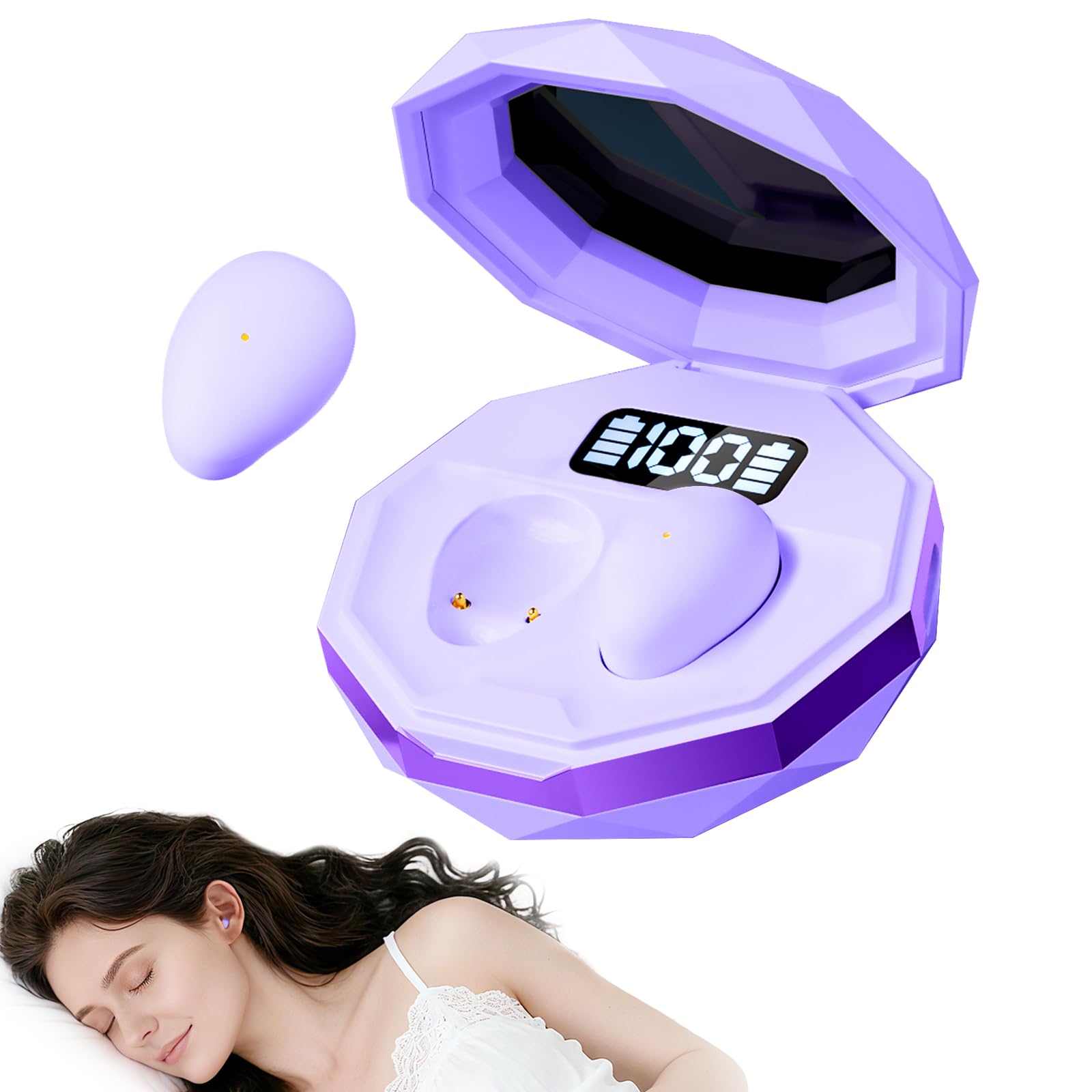 Casque de Sommeil, Mini écouteurs pour Dormir, Casque Bluetooth 5.4 sans Fil pour dormeurs latéraux, indicateur de Puissance pour l'entraînement, Le Travail, Les Voyages (Violet)