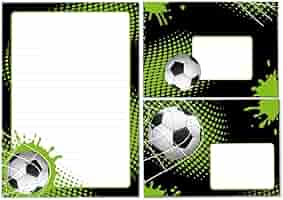 Blocchi Carta Rigata Per Bambini - Stile Liberty Calcio, 2 Blocchi A4 Da 25 Fogli, Blu - Foto 13