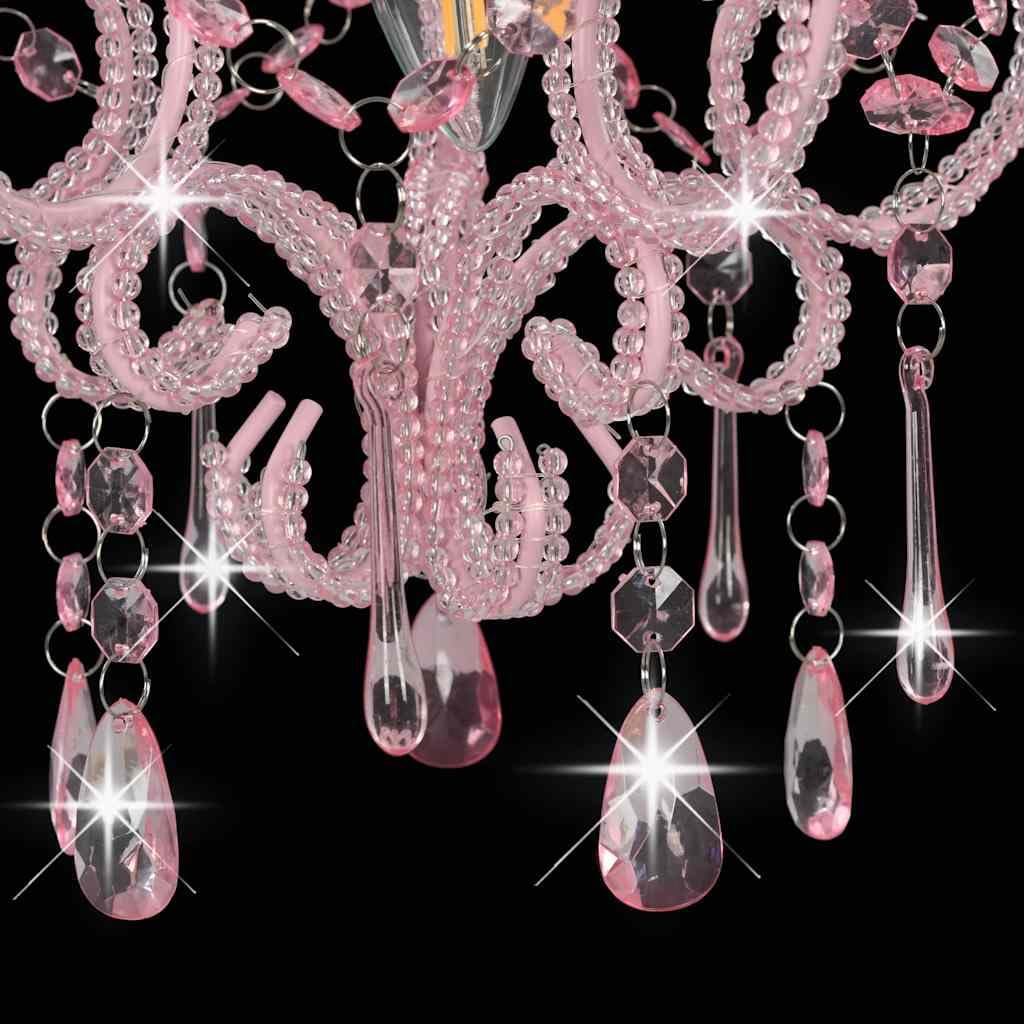 vidaXL Lampadario con Perle Rosa Rotondo E14