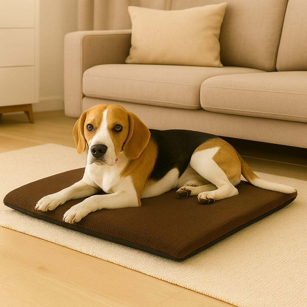 LavishFashionTown Dog Mat Pet Bed Mattress with Removable Zipper Fleece Cover Non Slip Base Soft Cushion for Dogs & Cats 70 x 95 cm - Chocolate