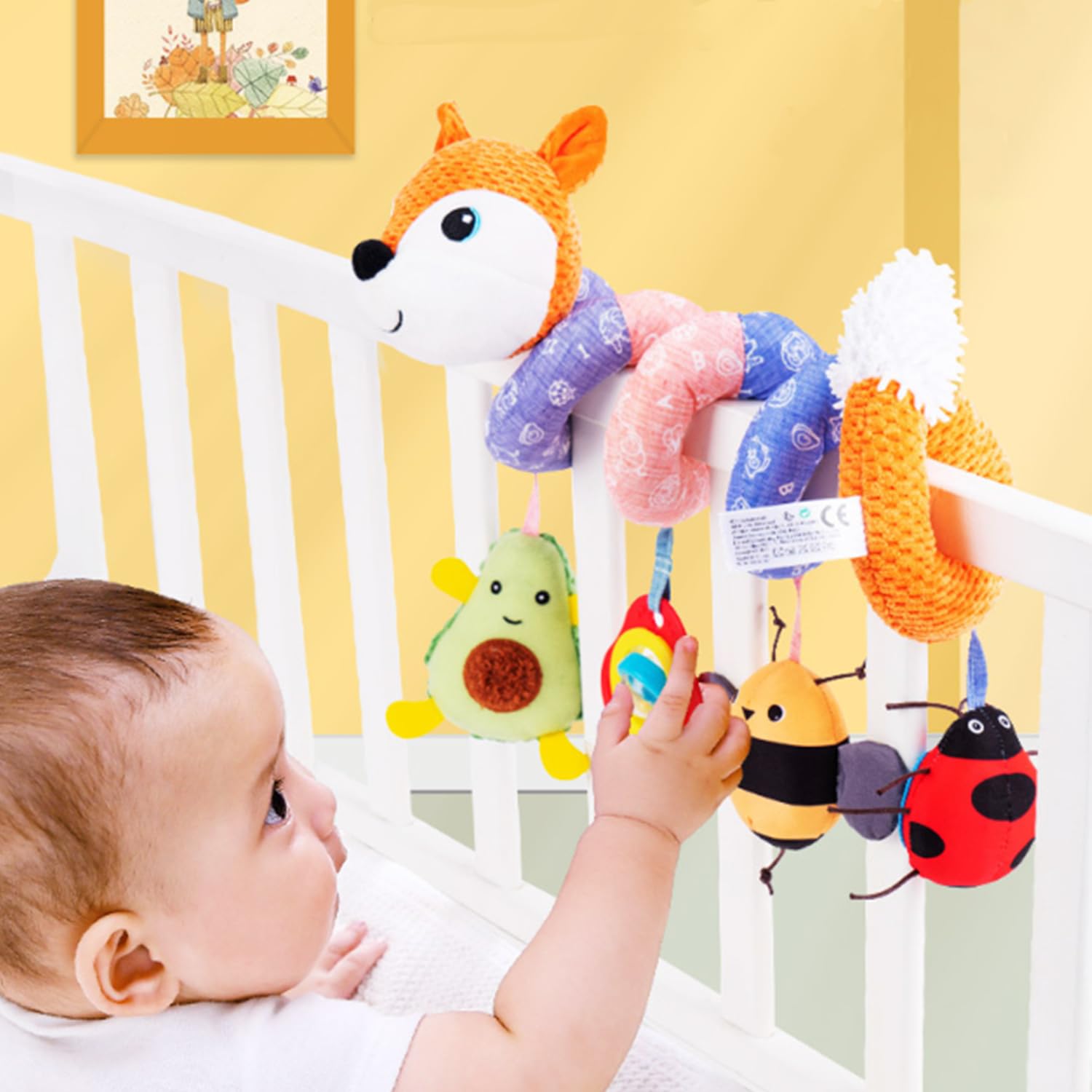 Baby Pram Toys Spiral Activity Hanging Toys Soft Cuddly Toy Pram Crib Spiral Plush Toy with Ringing Bell for Babies Toddlers Infant Boy Girl - Image 3